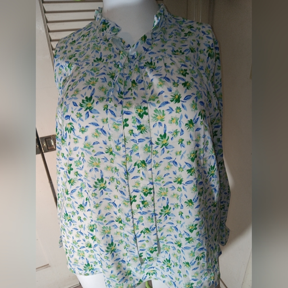 Floral Green and Blue Women's Top